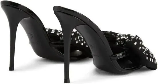 Giuseppe Zanotti Intriigo Alexandrine 90mm bow-appliqué mules Black