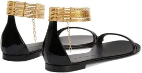 Giuseppe Zanotti Kay gold ankle-strap flat sandals Black