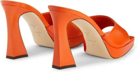 Giuseppe Zanotti Solhene 100mm leather platform mules Orange