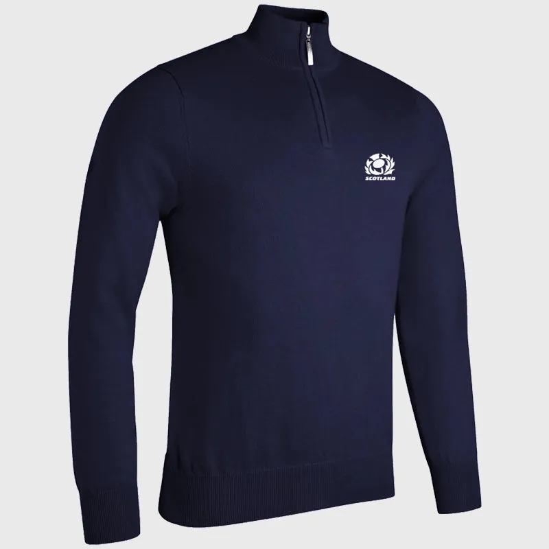 Glenmuir Scotland Rugby Devon 1/4 Zip Cotton Golf Sweater Navy