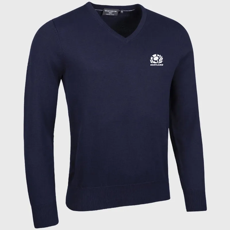 Glenmuir Scotland Rugby Eden V-Neck Cotton Golf Sweater Navy