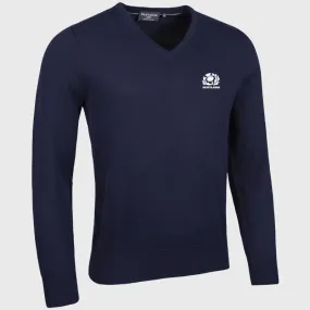 Glenmuir Scotland Rugby Eden V-Neck Cotton Golf Sweater Navy