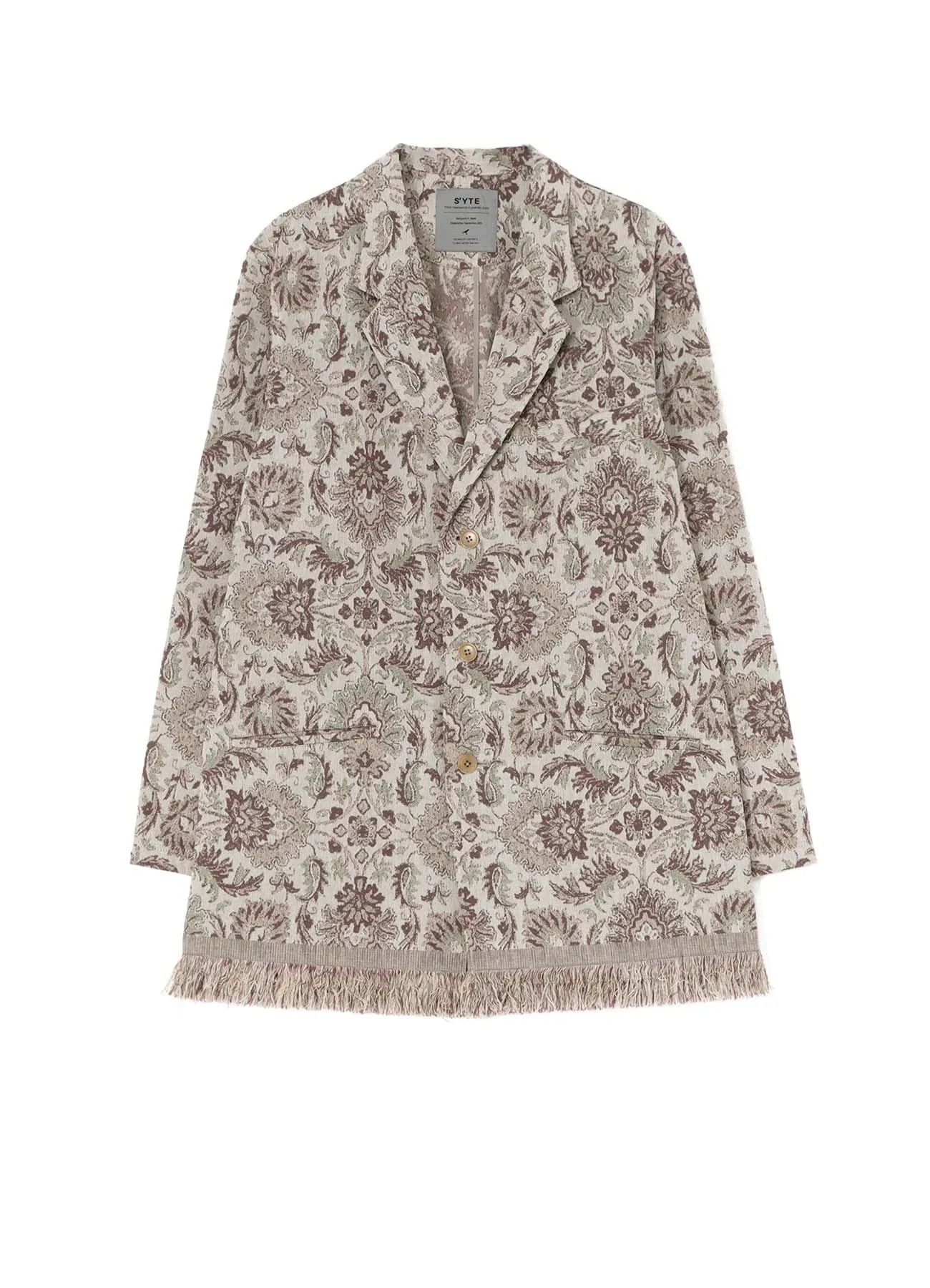 GOBELIN-STYLE JACQUARD SHIRT JACKET WITH FRINGE HEM DESIGN