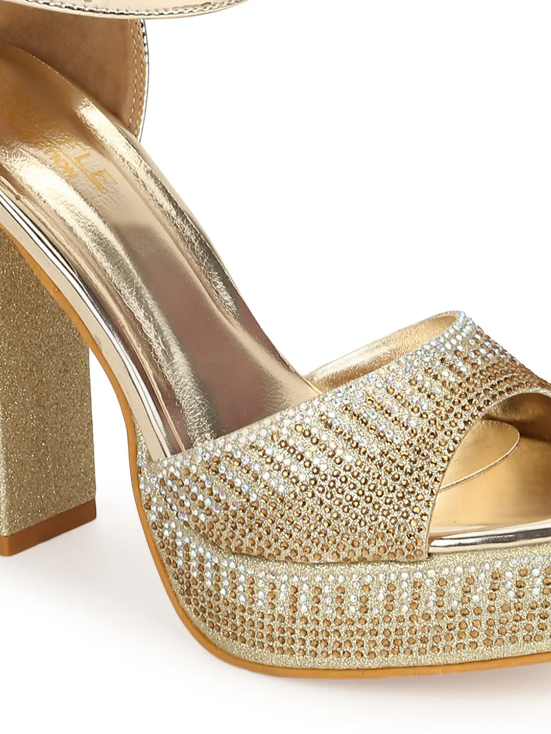 Gold Patent Glitter High Block Heel Sandals (TC-SLC-S8-GLD)