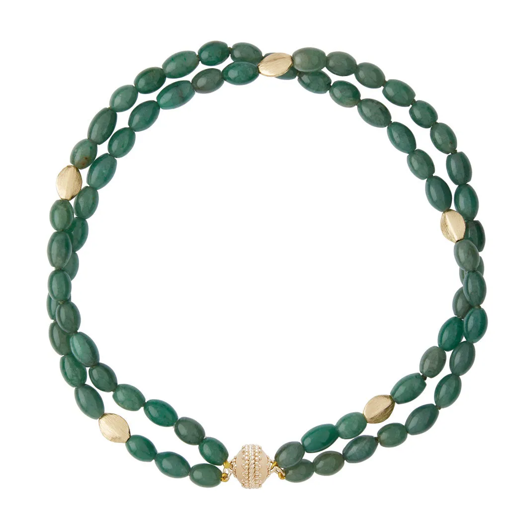 Gold Rush Green Aventurine Double Strand Necklace