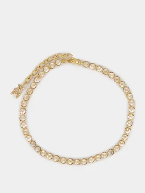 Gold Tennis Anklet with Crystal Embellishments
