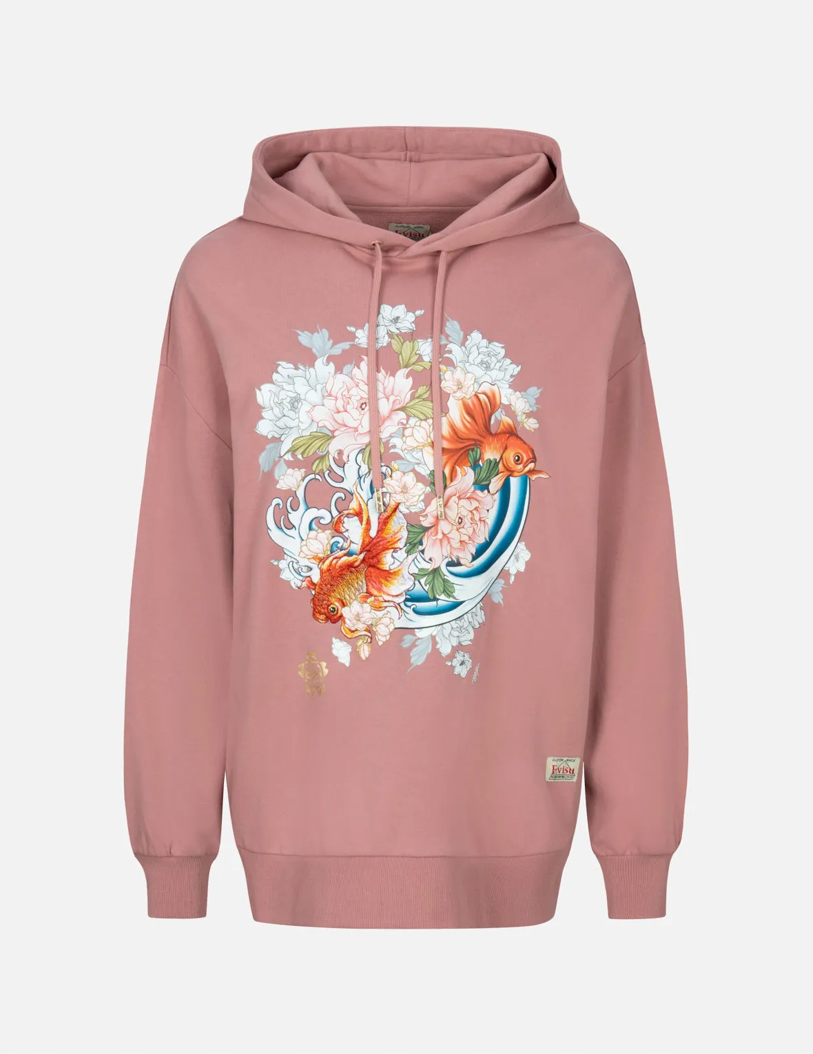 Goldfish and Floral Flow Print Oversized Hoodie