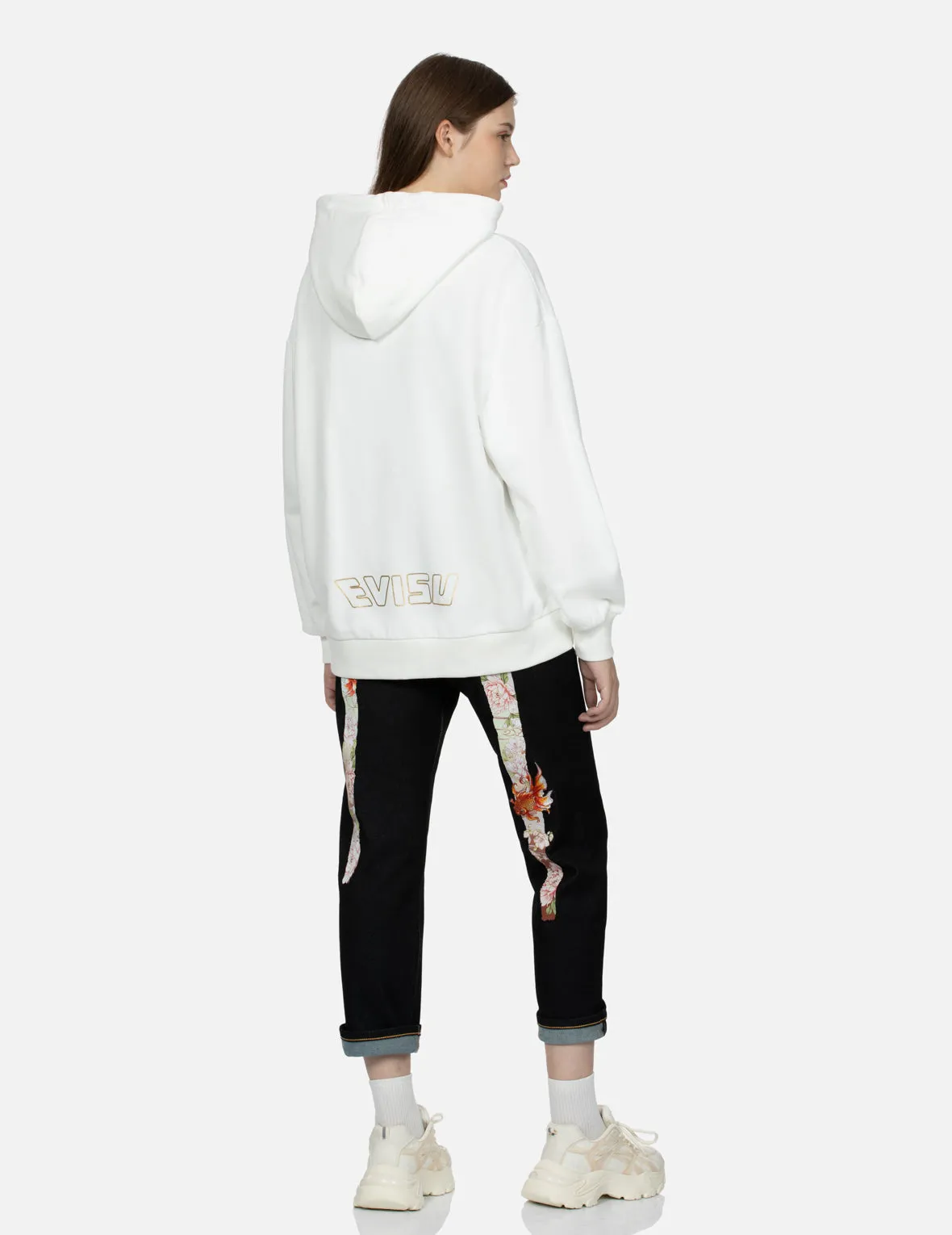 Goldfish and Floral Flow Print Oversized Hoodie