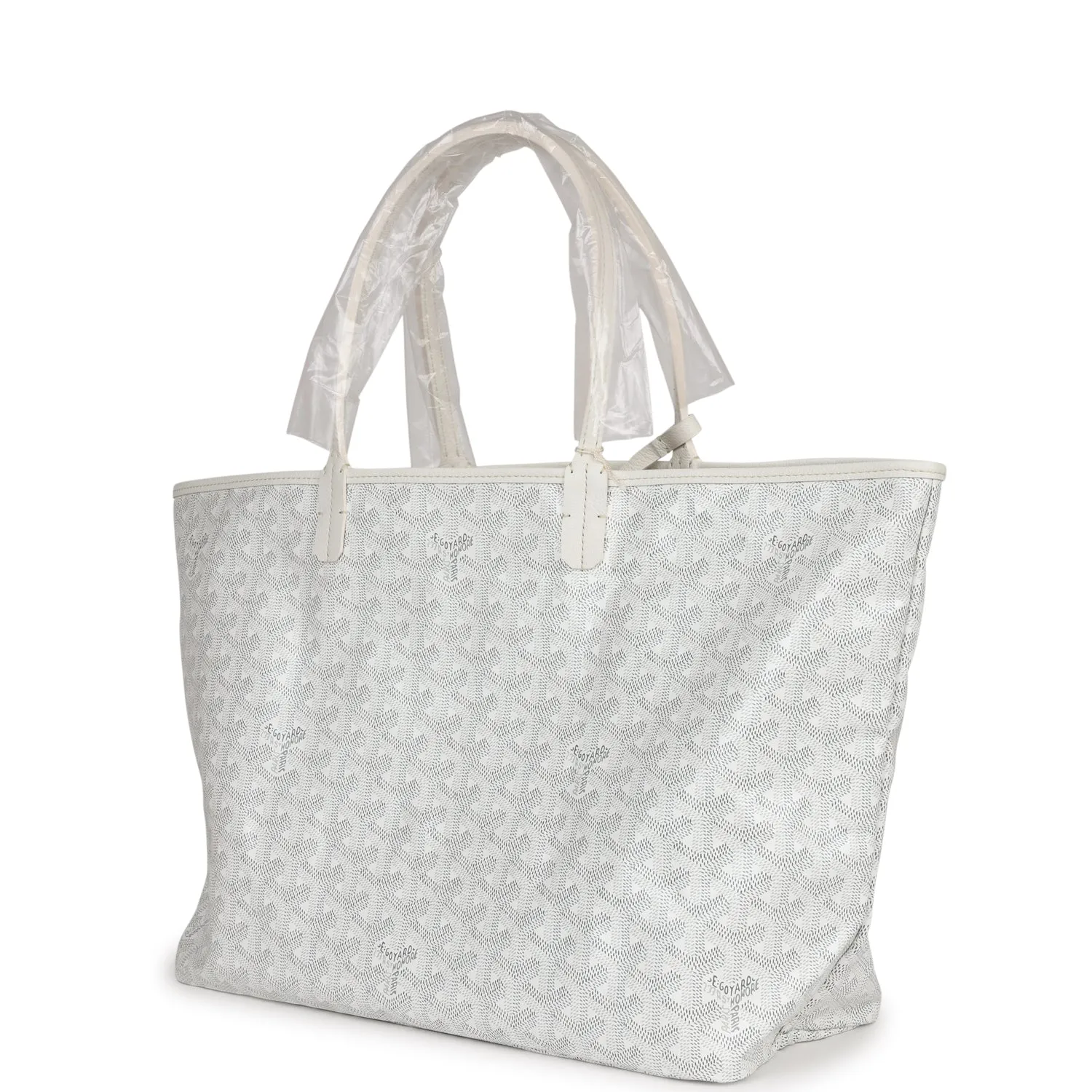 Goyard Goyardine White St. Louis PM Tote Bag Palladium Hardware