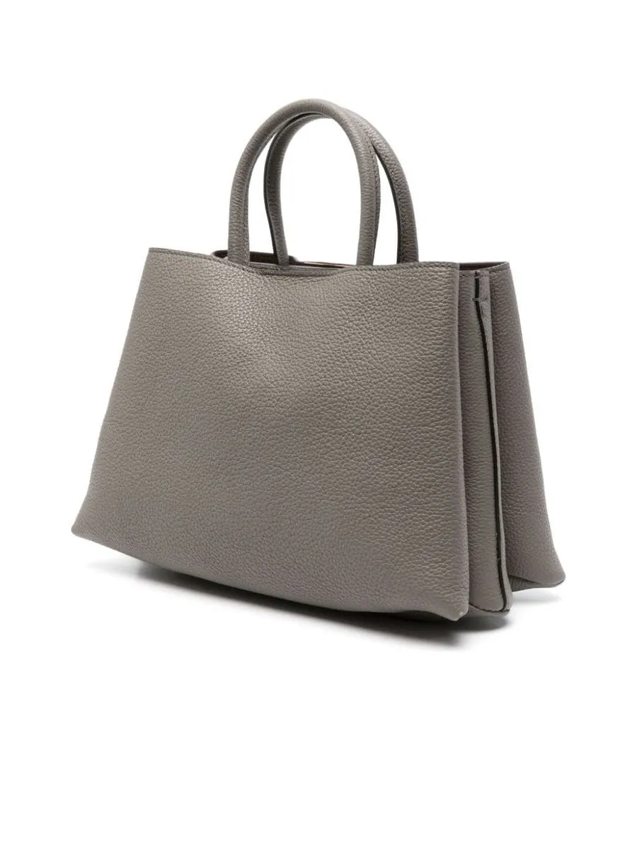 Grained Texture Logo Buckle Shoulder Bag
