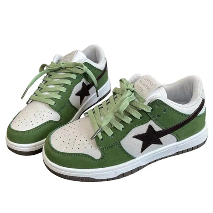 Green & Black Aesthetic Star Sneakers