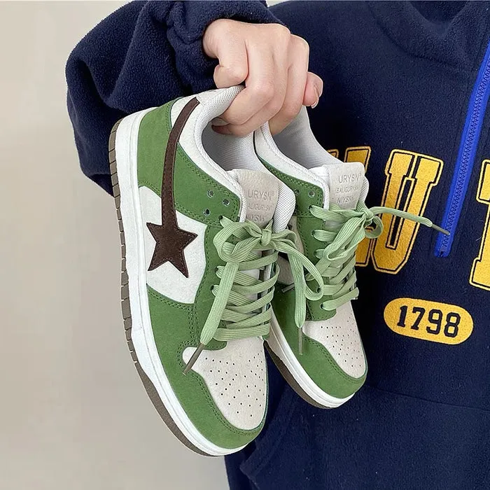 Green & Black Aesthetic Star Sneakers