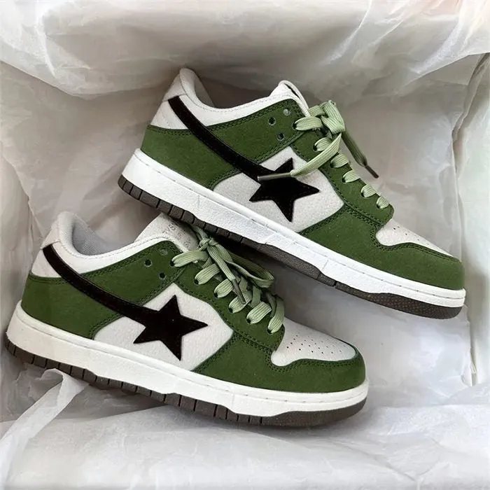 Green & Black Aesthetic Star Sneakers