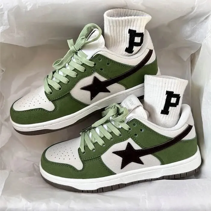 Green & Black Aesthetic Star Sneakers