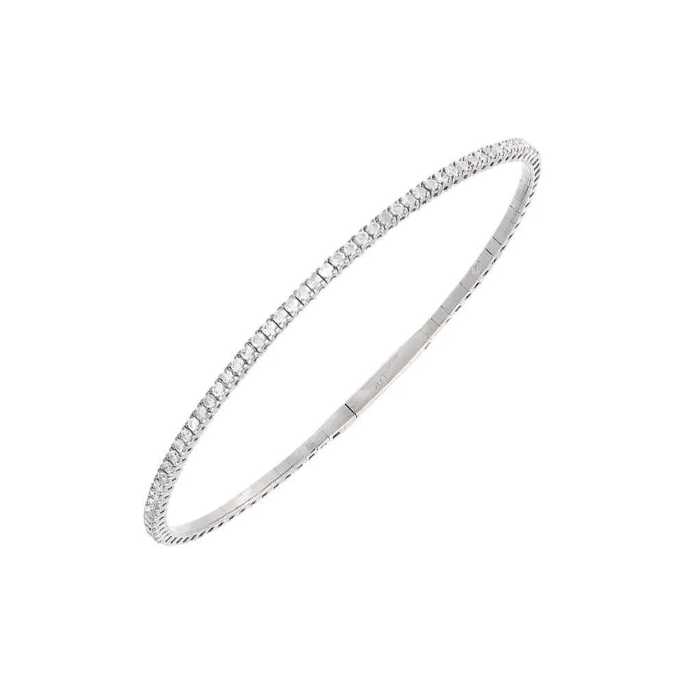 Half Flexible Tennis Bangle | 1 Carat Diamonds | 14K White Gold