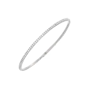 Half Flexible Tennis Bangle | 1 Carat Diamonds | 14K White Gold