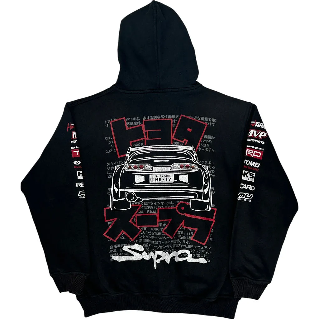 HardTuned Supra Graphic Zip-Up Hoodie - Large - Black Polyester Blend