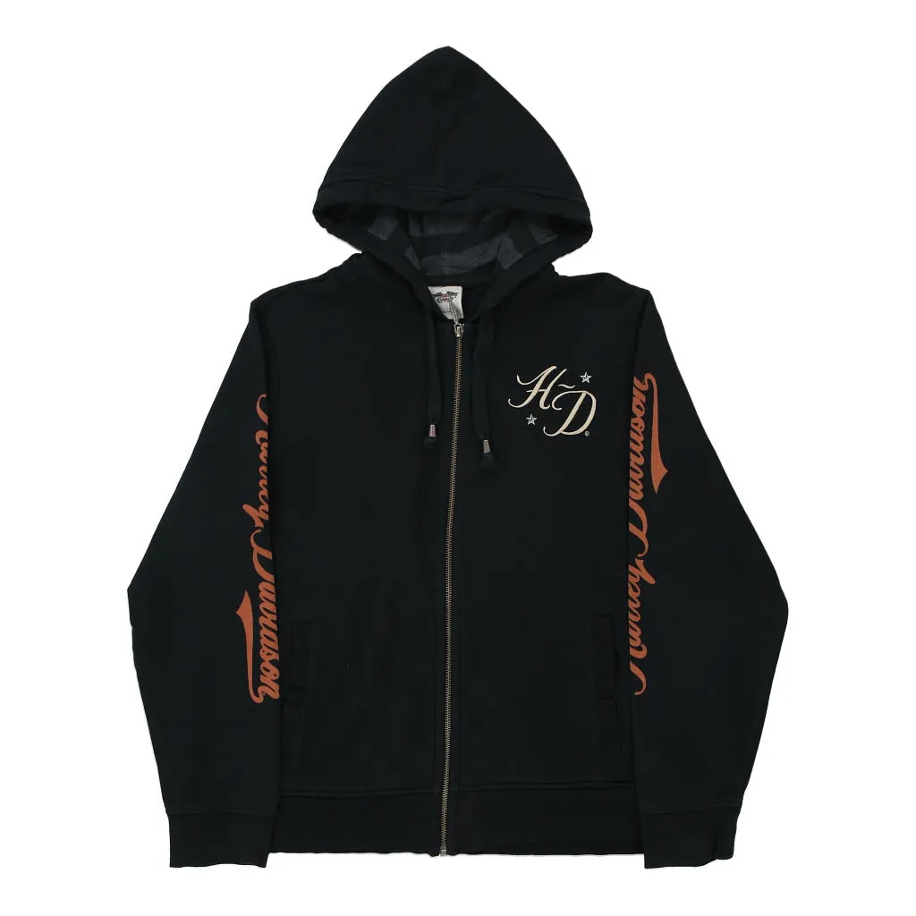 Harley Davidson Graphic Hoodie - Large Black Cotton Blend