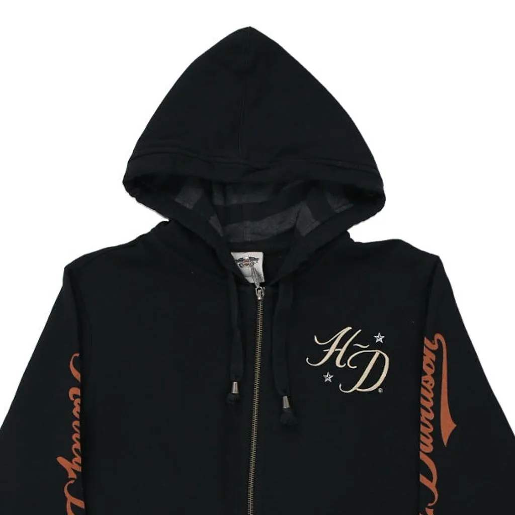 Harley Davidson Graphic Hoodie - Large Black Cotton Blend