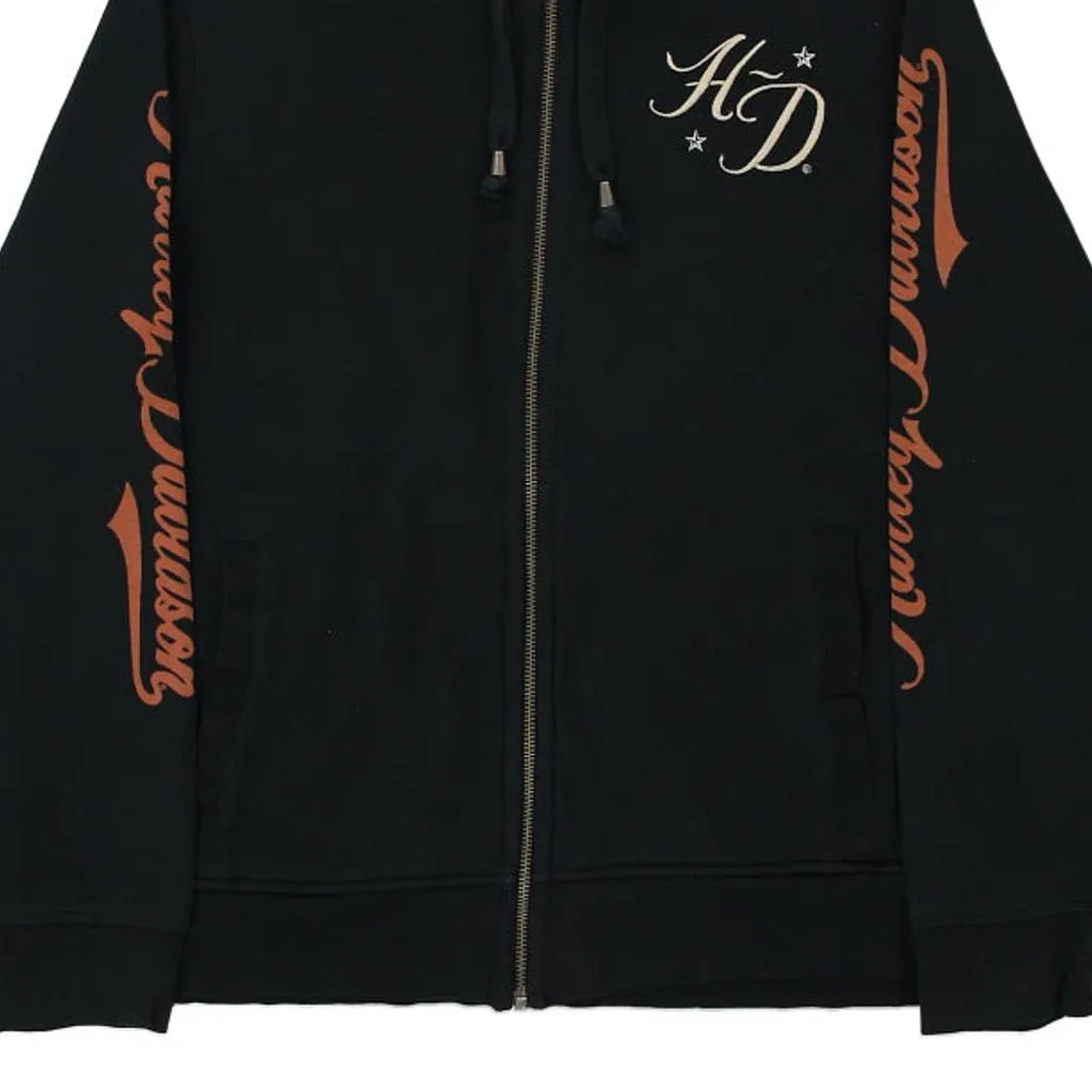 Harley Davidson Graphic Hoodie - Large Black Cotton Blend