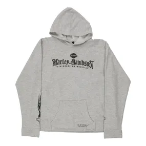 Harley Davidson Graphic Hoodie - Large Grey Cotton Blend