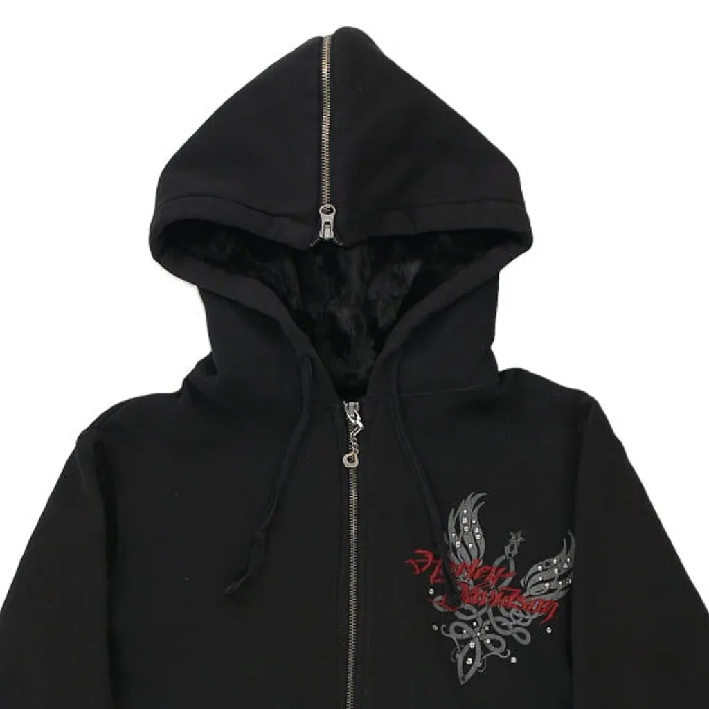 Harley Davidson Graphic Hoodie - Medium Black Cotton Blend