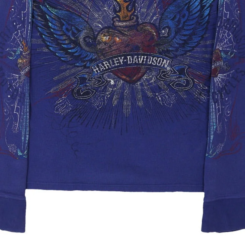 Harley Davidson Hoodie - Medium Blue Cotton