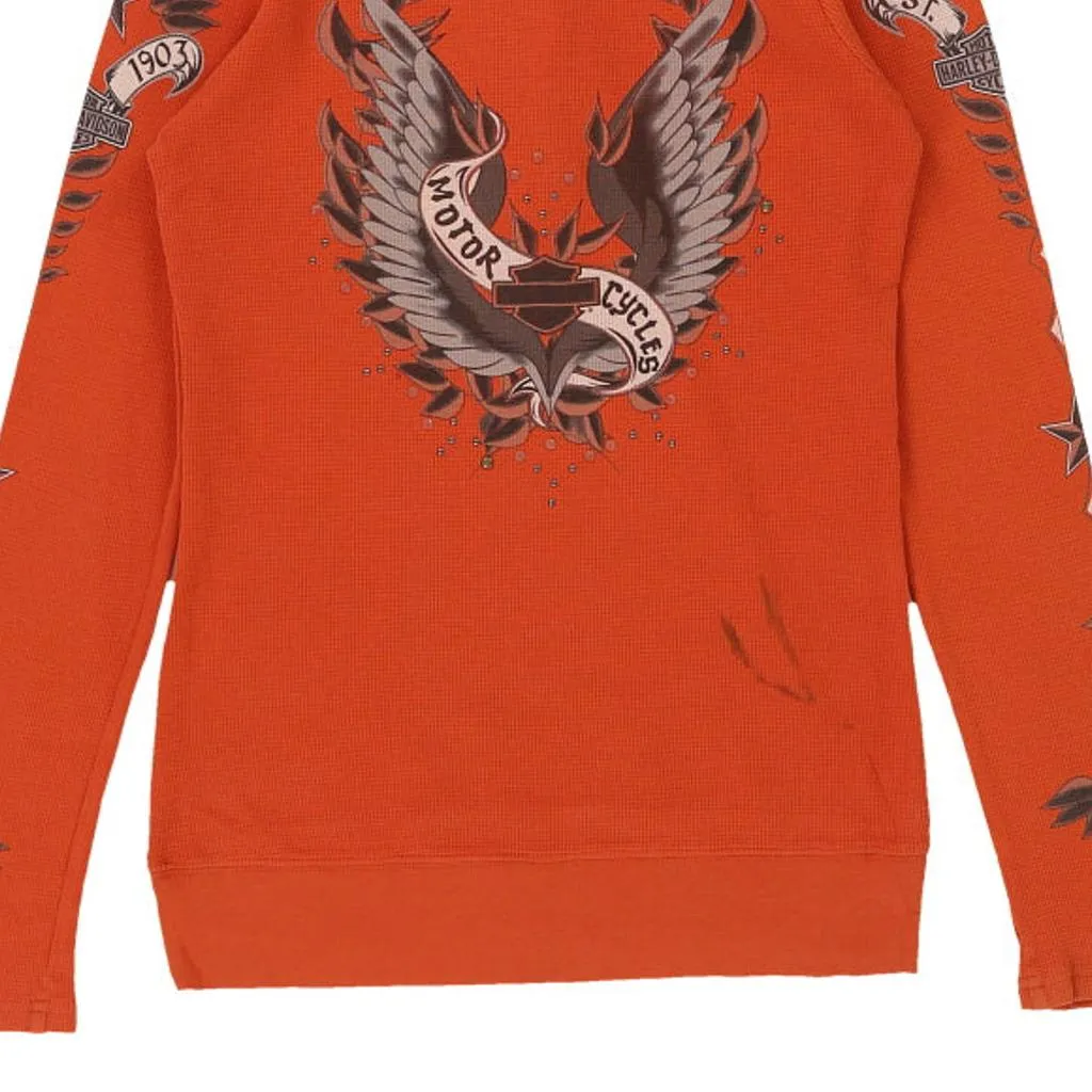 Harley Davidson Hoodie - XS Orange Cotton