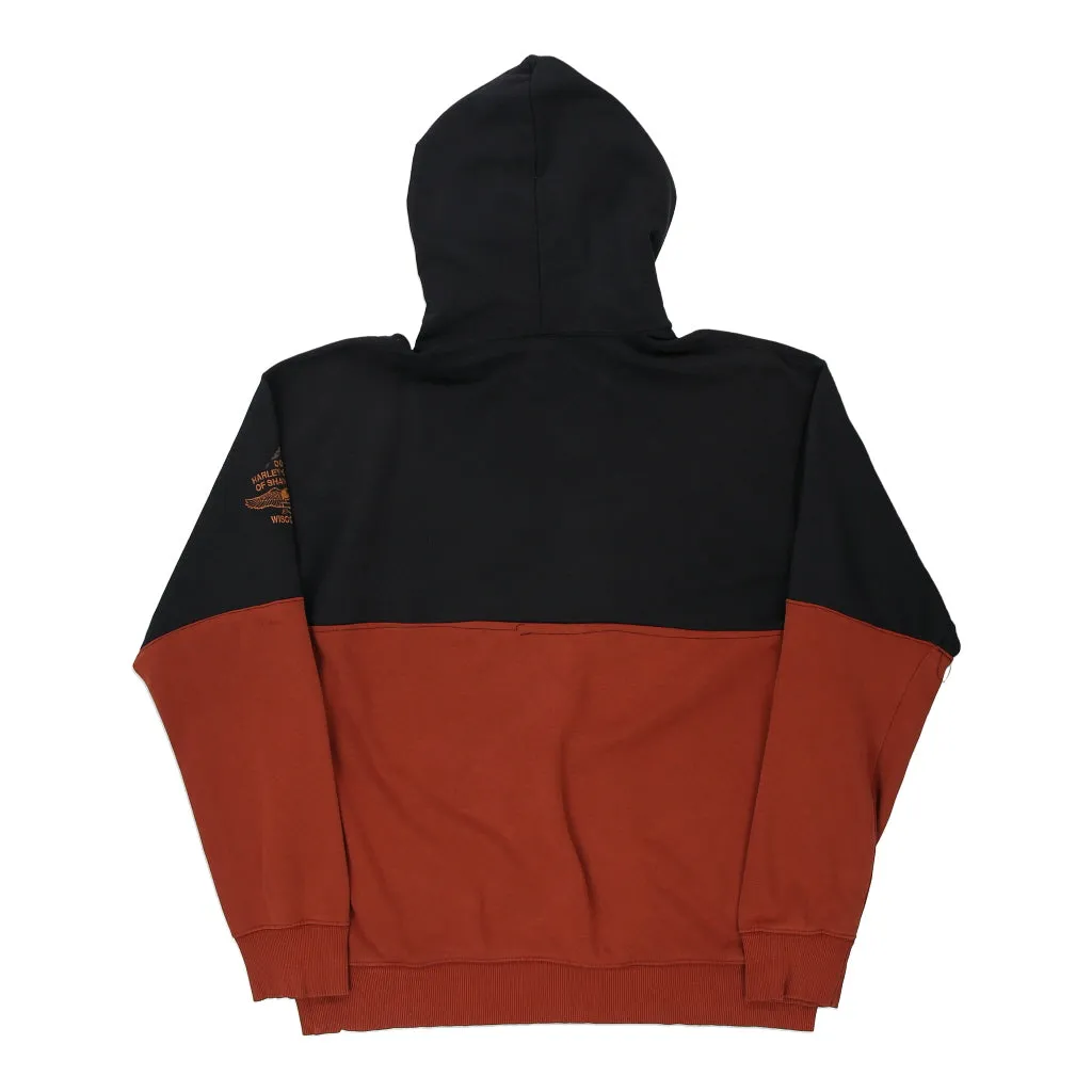 Harley Davidson Spellout Hoodie - Large Block Colour Cotton Blend