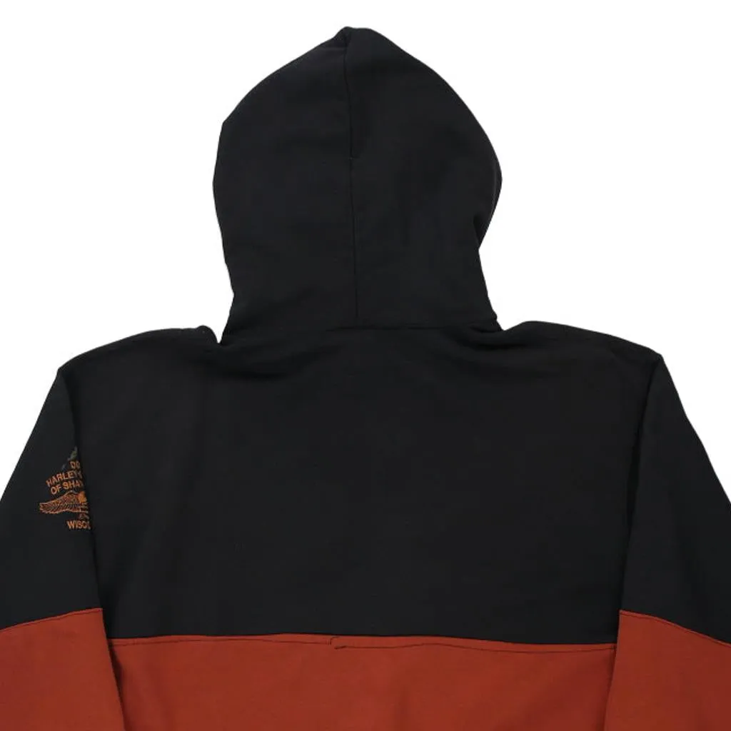 Harley Davidson Spellout Hoodie - Large Block Colour Cotton Blend