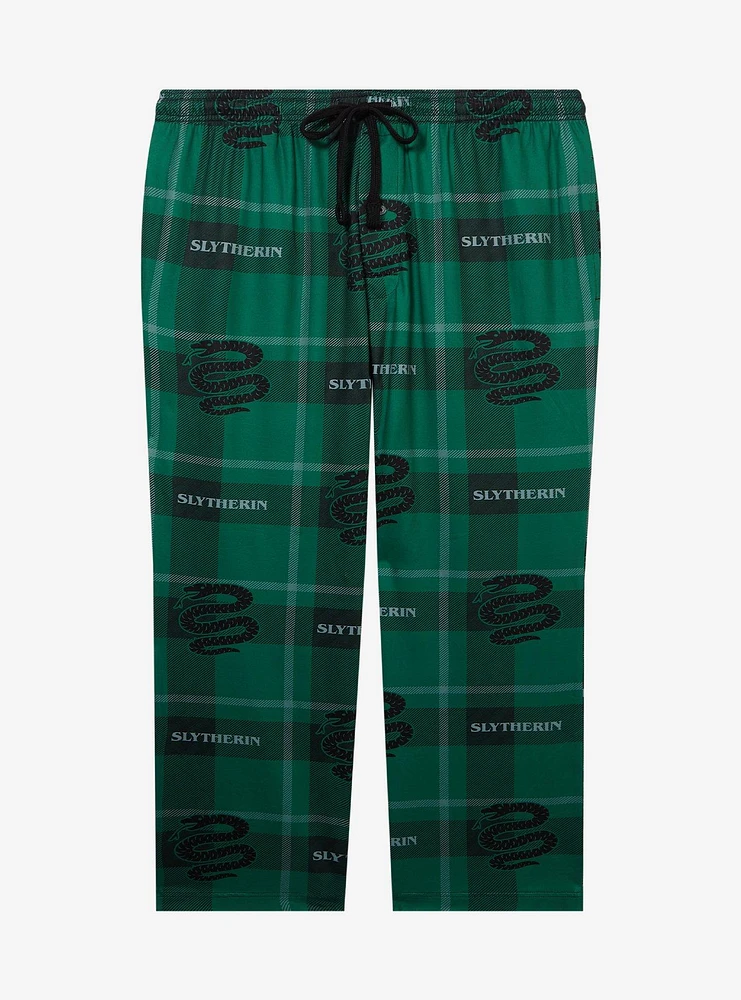 Harry Potter Slytherin Plaid Allover Print Women's Plus Sleep Pants - BoxLunch Exclusive