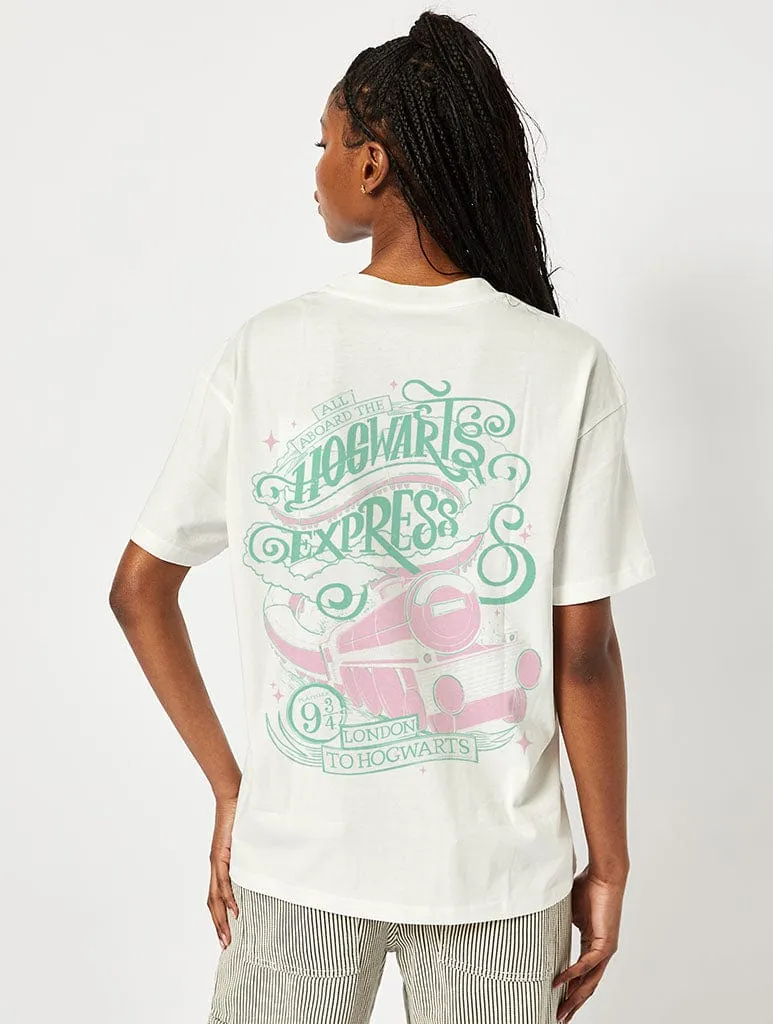 Harry Potter x Skinnydip Hogwarts Express T-Shirt In Ecru