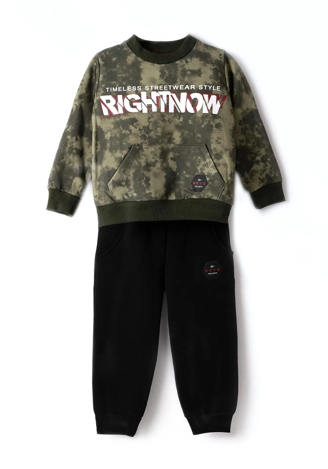 Hashtag Mini Boy Sweater and Jogger Set, Green