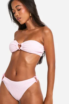 Heart Trim Crinkle Bandeau Bikini Top