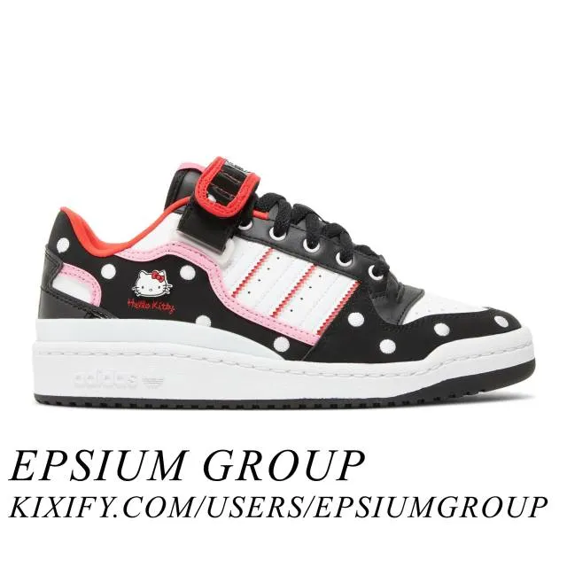 Hello kitty x adidas women's forum low (polka dot/ core black/ cloud white/ bliss pink) sizes 5-12 g