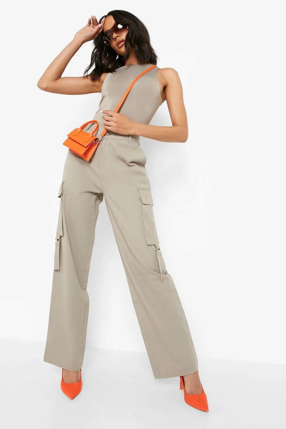 High Waisted Wide Leg Cargo Pants