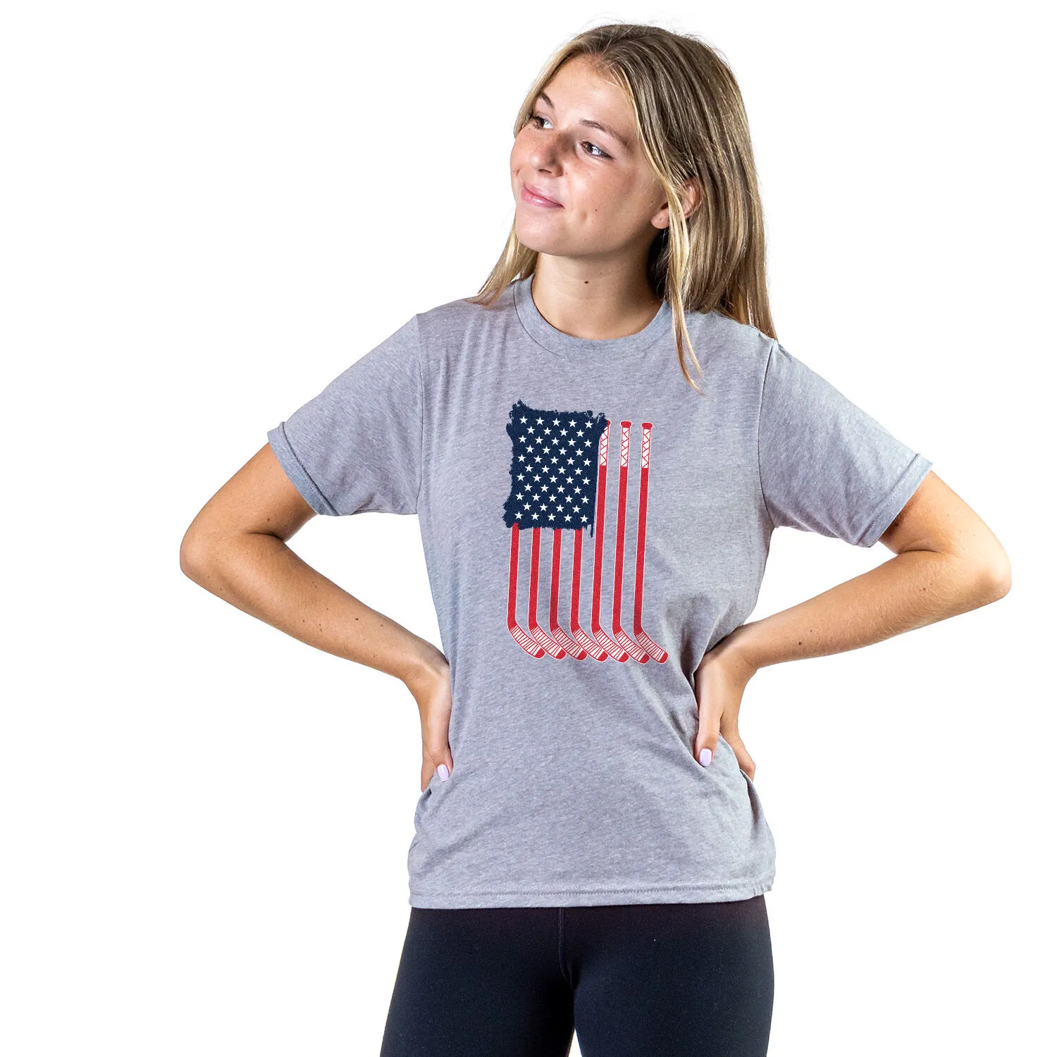 Hockey Short Sleeve T-Shirt - American Flag 