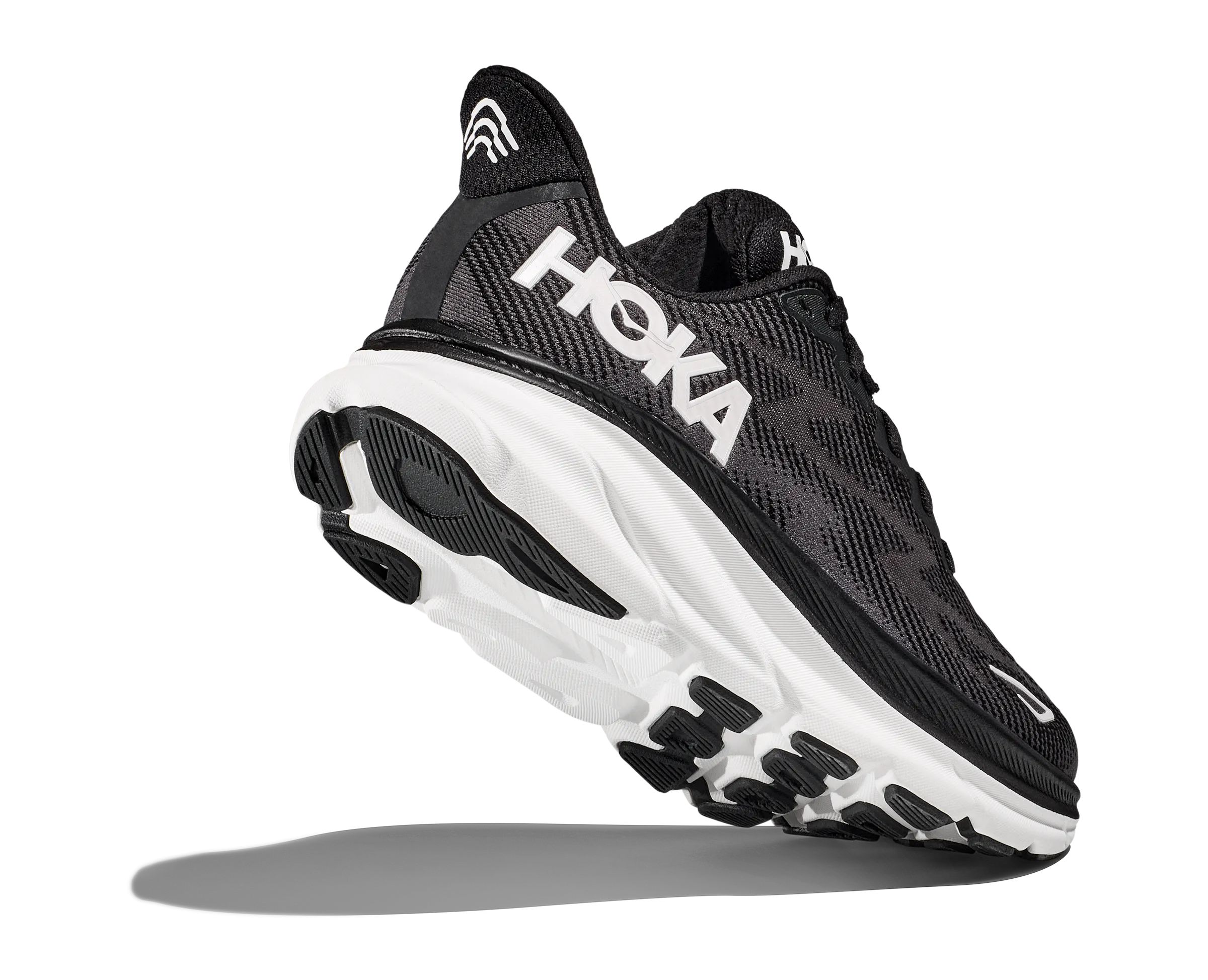 Hoka One One Clifton 9 Wide Running Shoe - Black / White