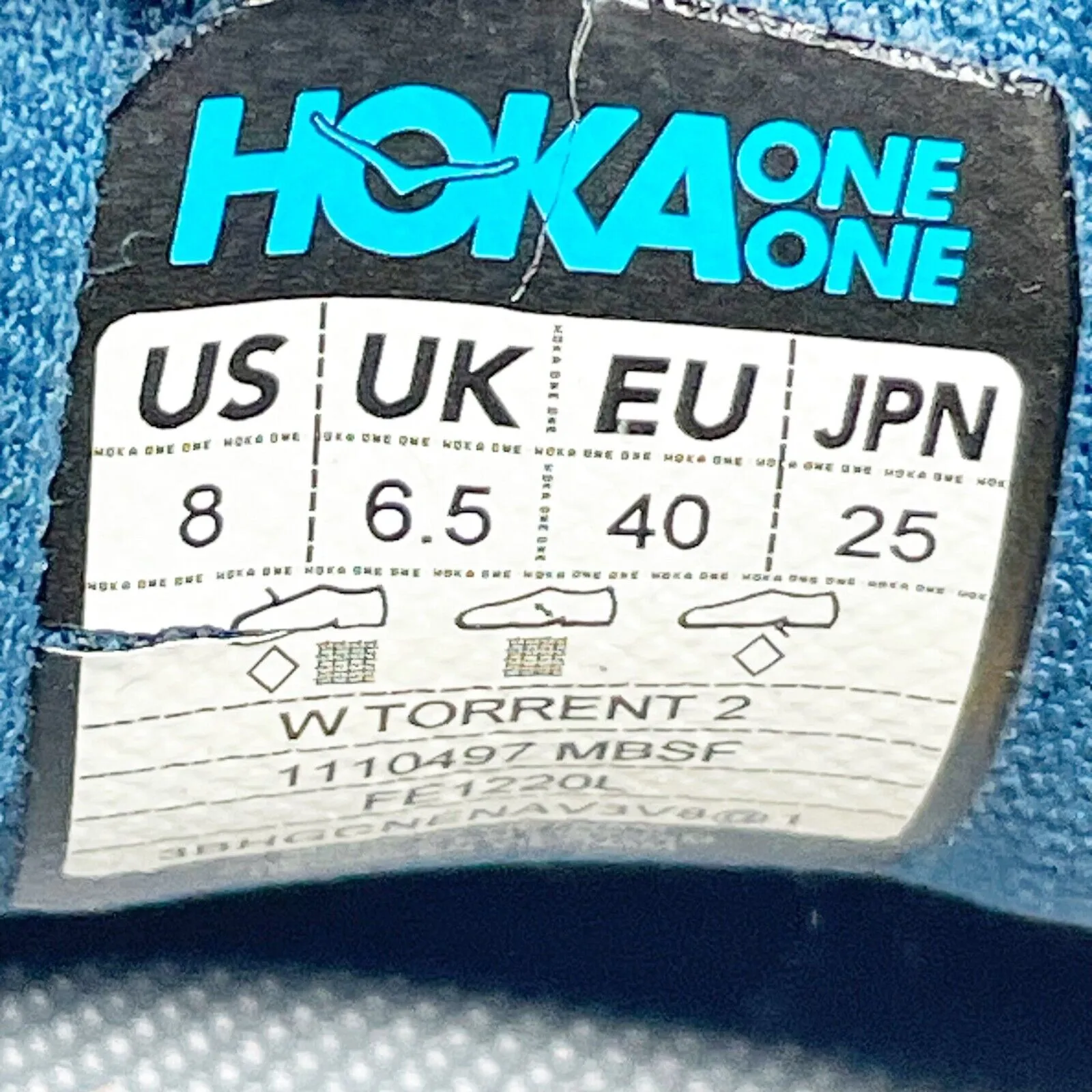 Hoka One One Womens Torrent 2 1110497 MBSF Blue Running Shoes Sneakers Size 8