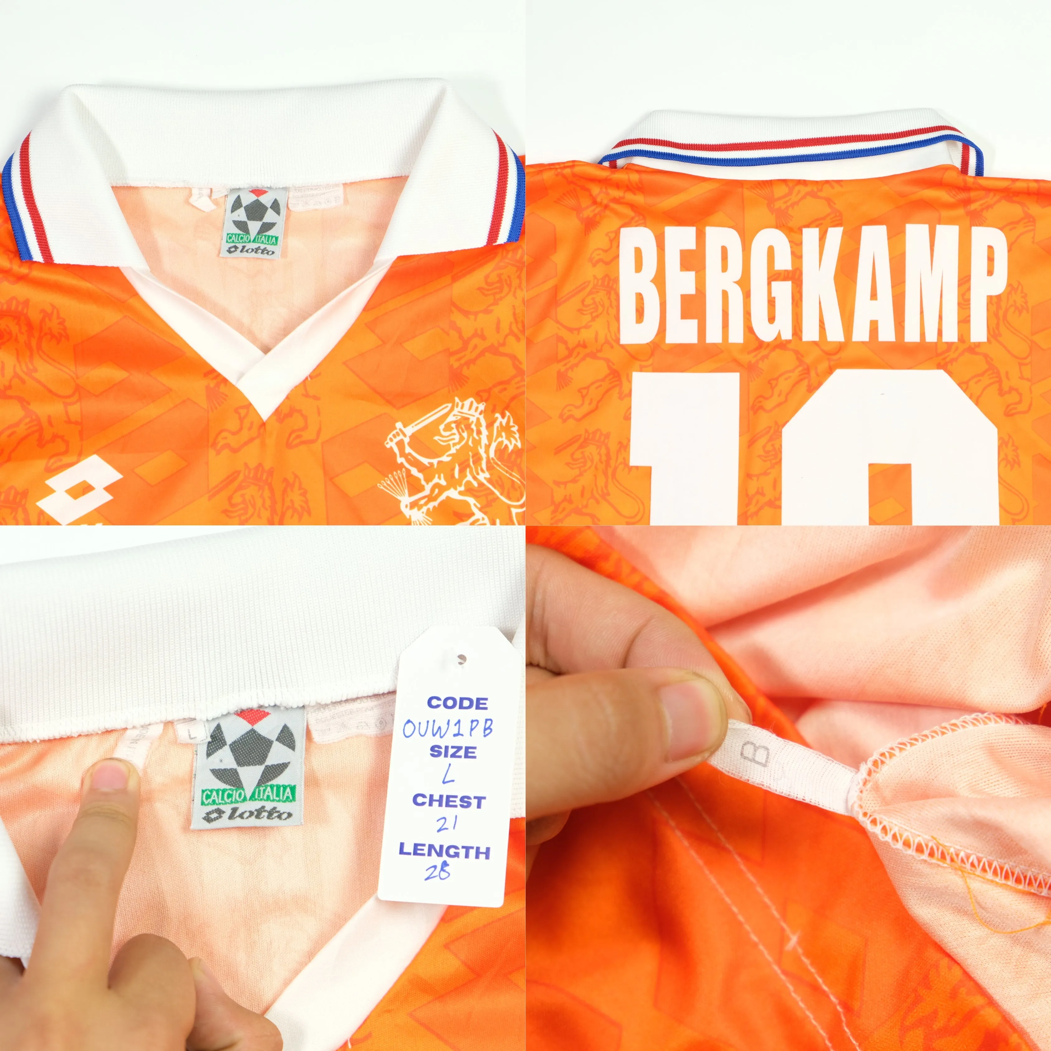 Holland/Netherlands Bergkamp 1994/1995 Original Home Football Shirt Lotto Large