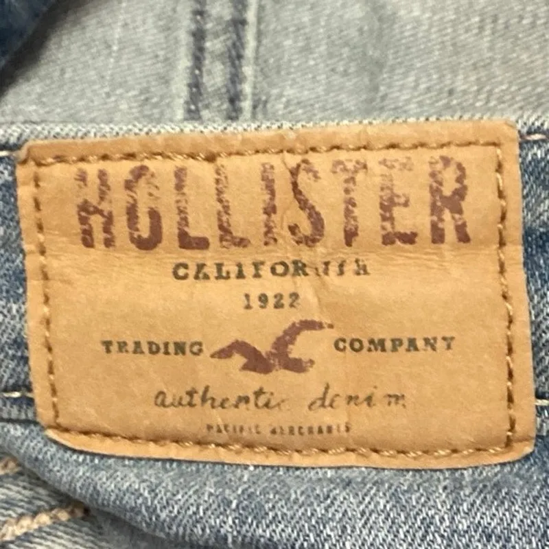 Hollister Girlfriend Blue Denim High Rise Distressed Ankle Straight Leg Jeans 15