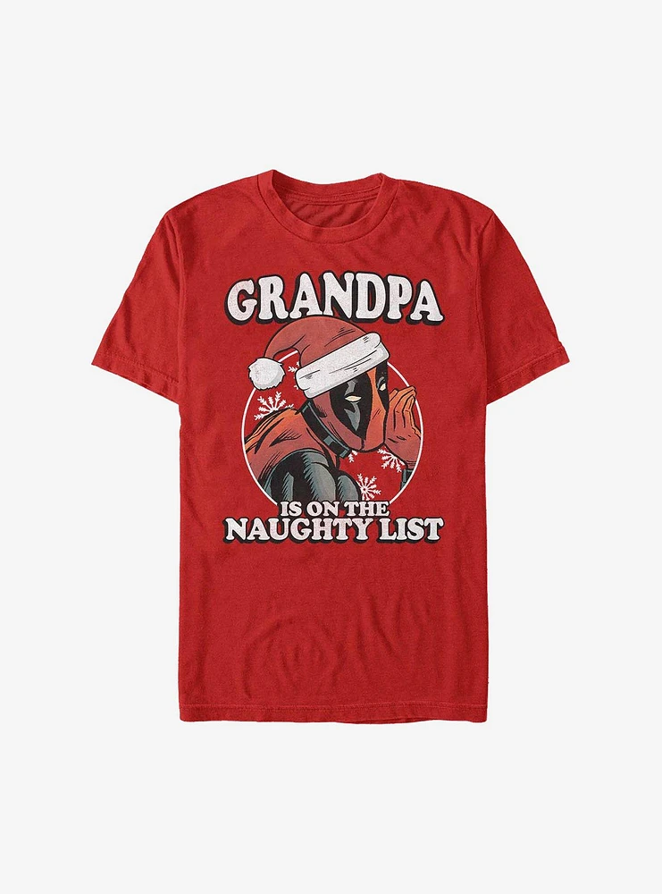 Hot Topic Marvel Deadpool Grandpa Is On the Naughty List Holiday T-Shirt