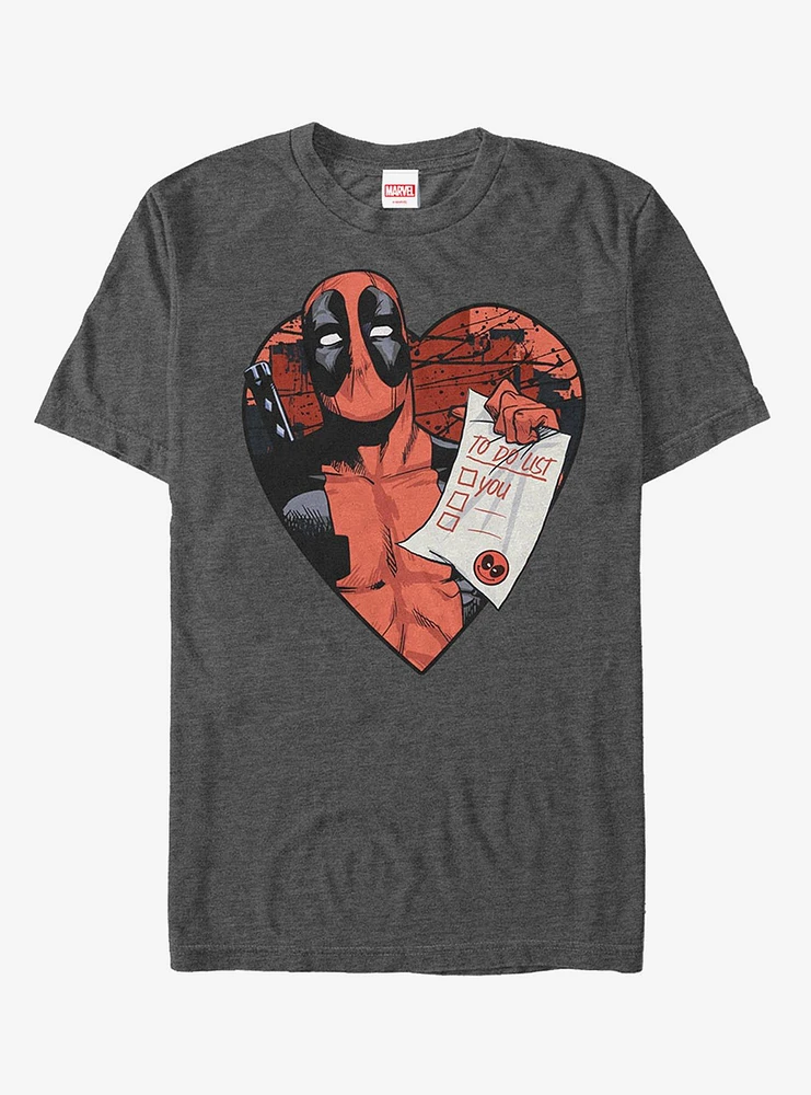 Hot Topic Marvel Deadpool Love To Do List T-Shirt