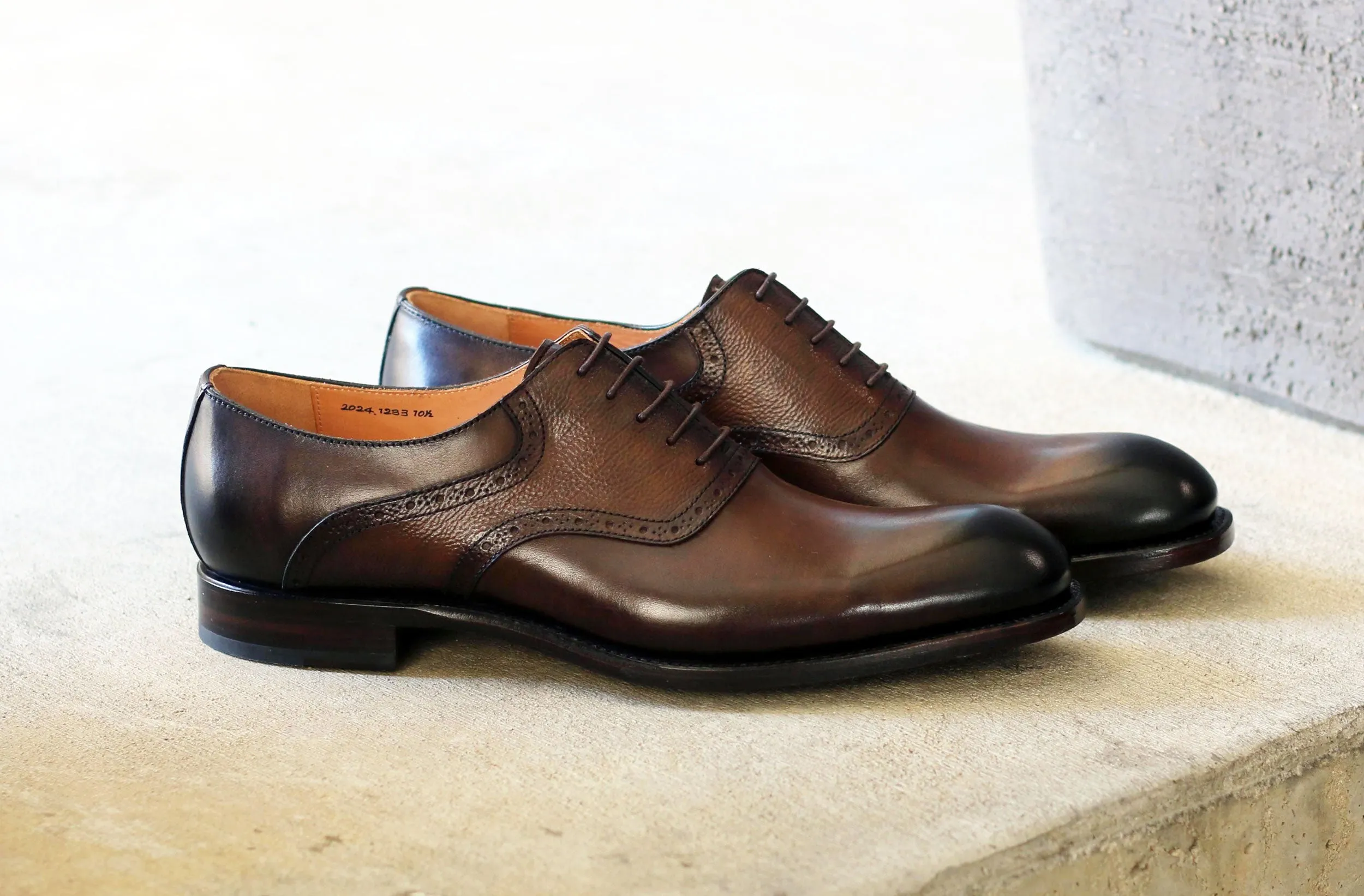 Hudson Burnished Calfskin Lace-Up Oxford Brown