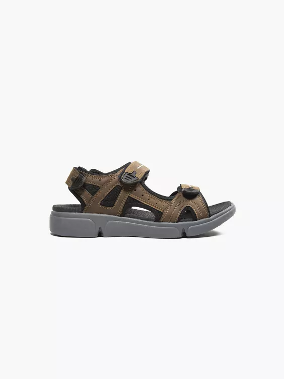 Hush Puppies  Mens Hush Puppies Castro Brown Triple Strap Sandals