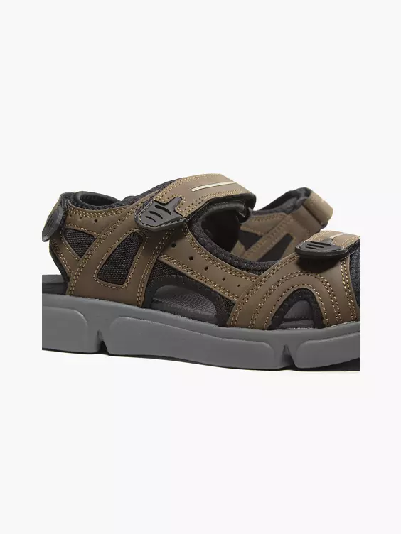 Hush Puppies  Mens Hush Puppies Castro Brown Triple Strap Sandals