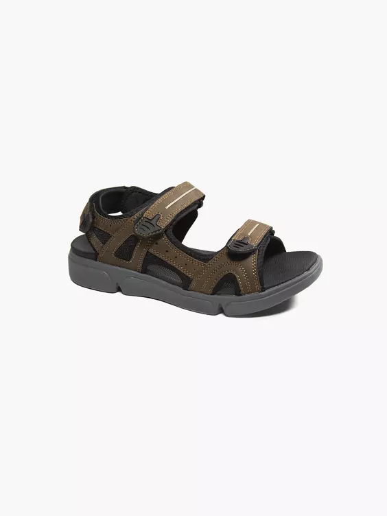 Hush Puppies  Mens Hush Puppies Castro Brown Triple Strap Sandals