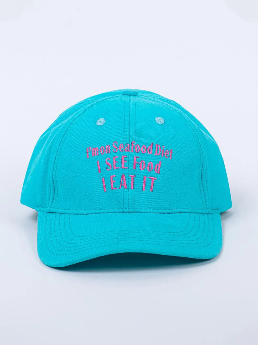 I'M On Seafood Diet Embroidered Sky Blue Free Size Unisex Baseball Caps