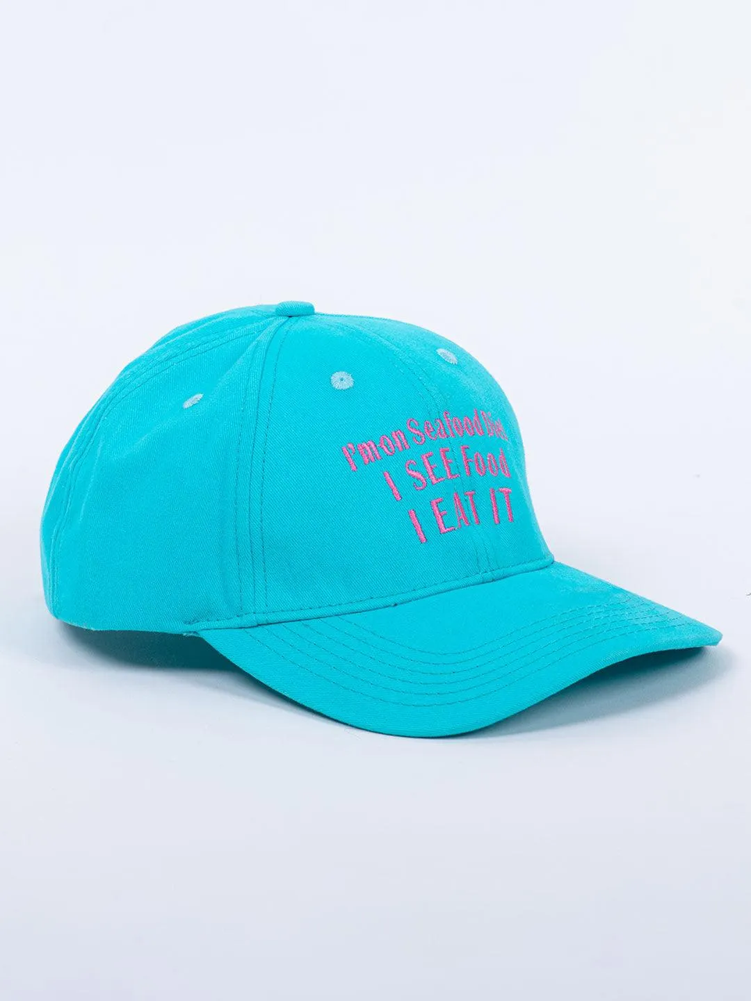 I'M On Seafood Diet Embroidered Sky Blue Free Size Unisex Baseball Caps