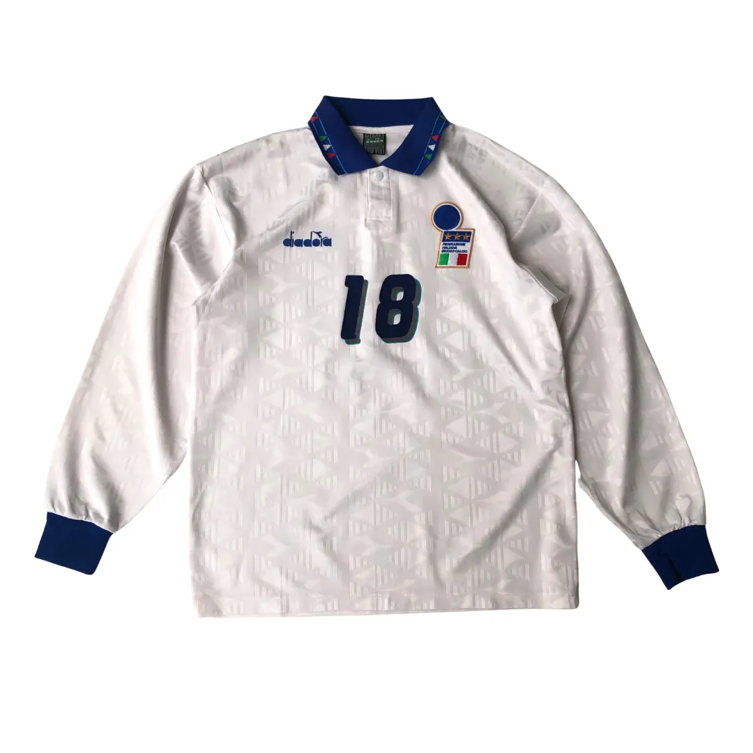 Italy 1992/1993 Diadora Long Sleeve Away Football Shirt Medium/Large